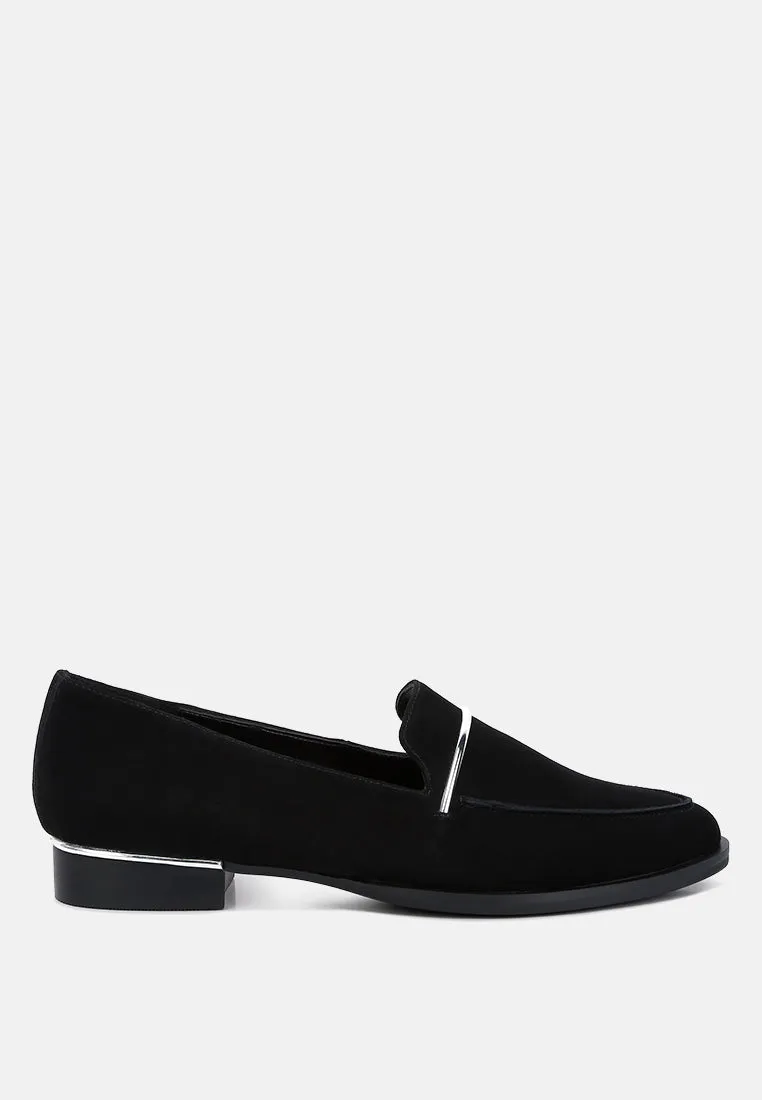 PAULINA Black Suede Leather Loafers