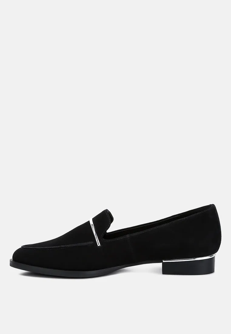 PAULINA Black Suede Leather Loafers