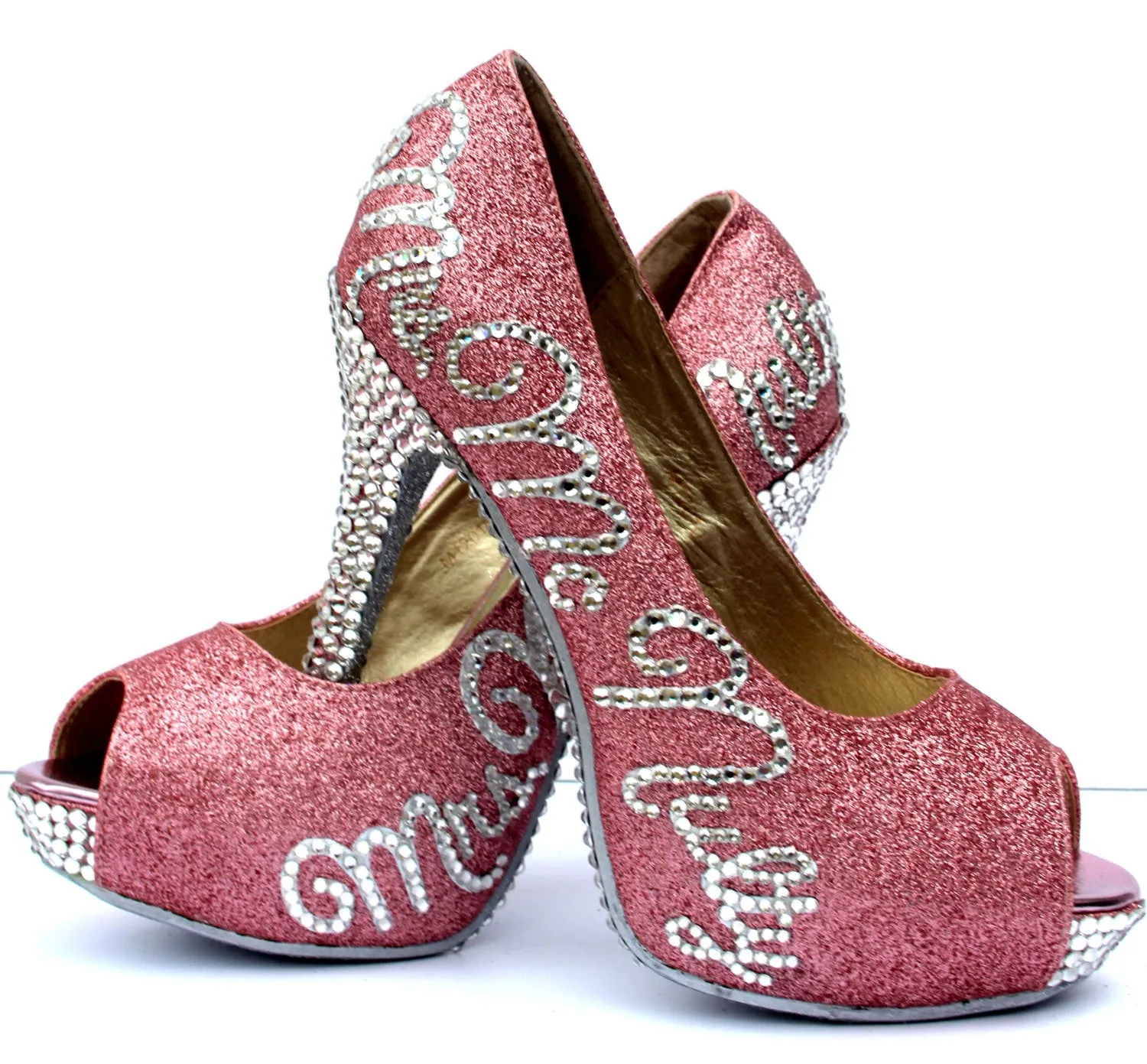 Personalized Bridal Heels with Swarovski Crystals & Glitter