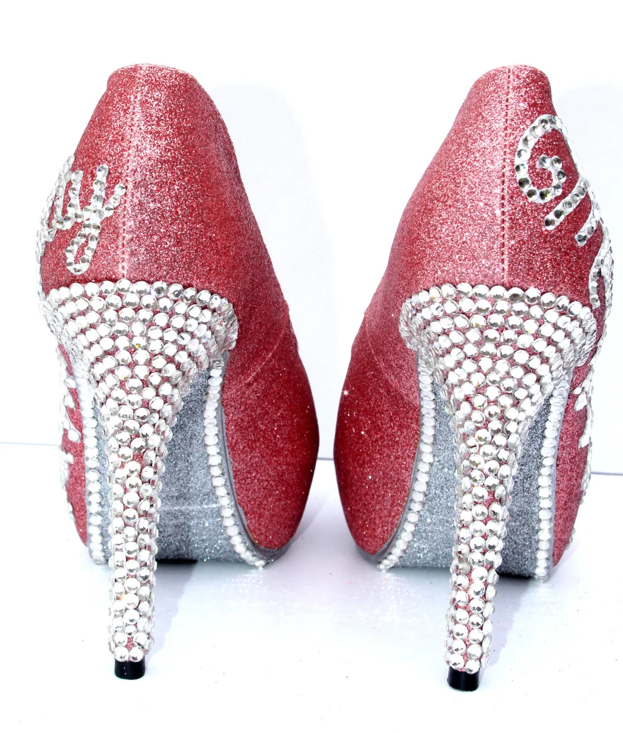 Personalized Bridal Heels with Swarovski Crystals & Glitter