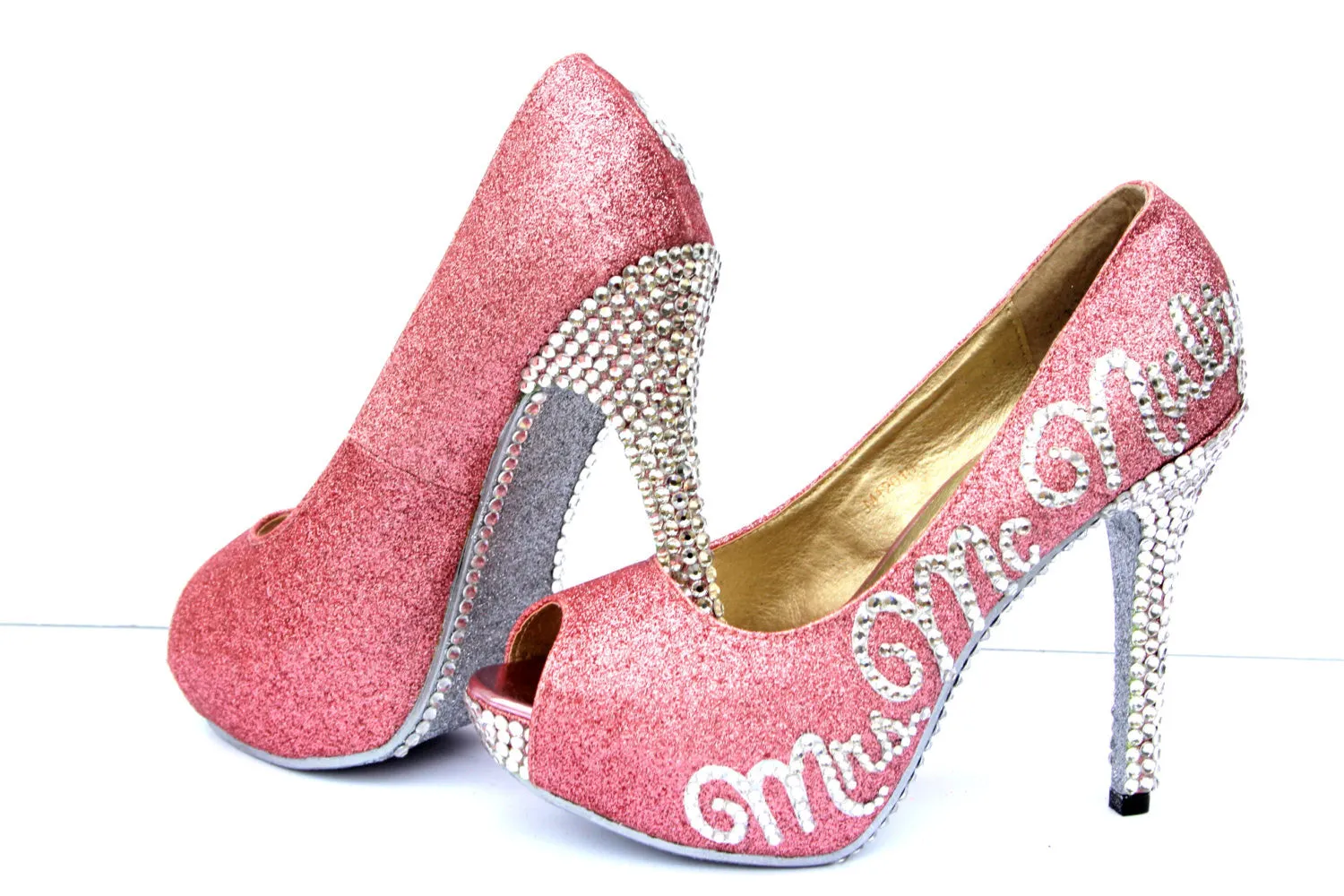 Personalized Bridal Heels with Swarovski Crystals & Glitter