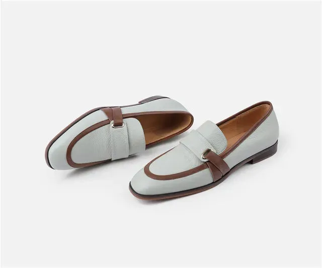 Pre Order:  Retro Square Toe Leather Loafers