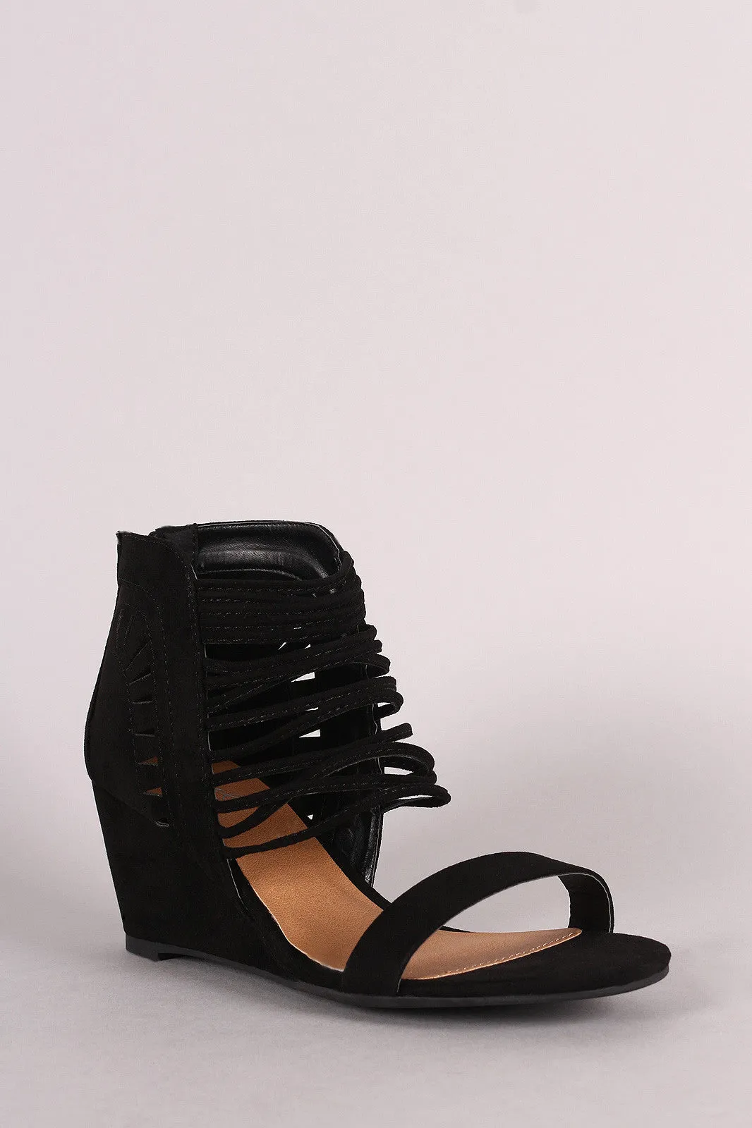 Qupid Ankle Cage Wedge Sandal