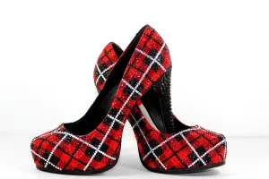 Red & Silver Plaid Swarovski Crystal Heels