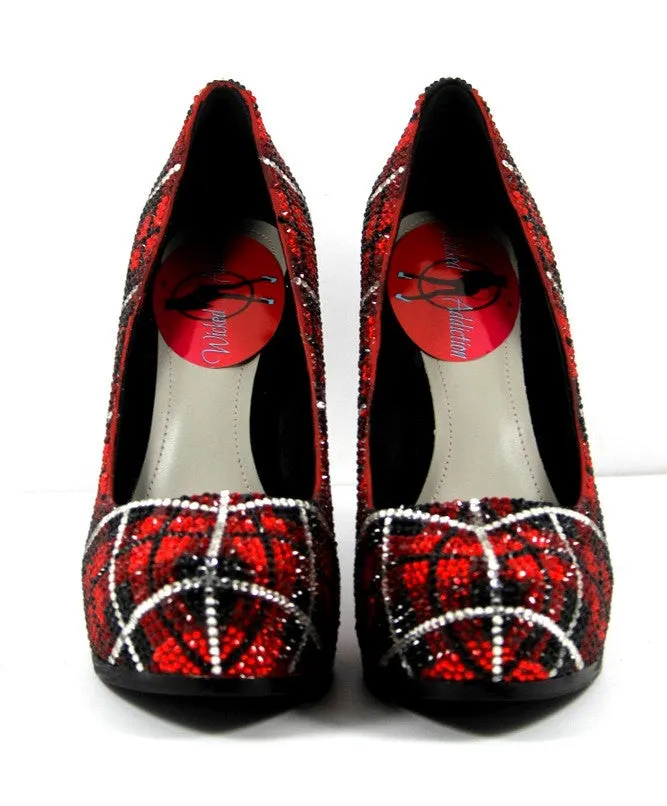 Red & Silver Plaid Swarovski Crystal Heels