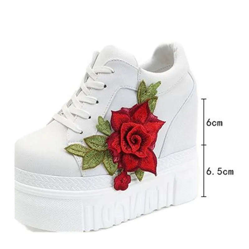 Red Rose Wedge Sneakers