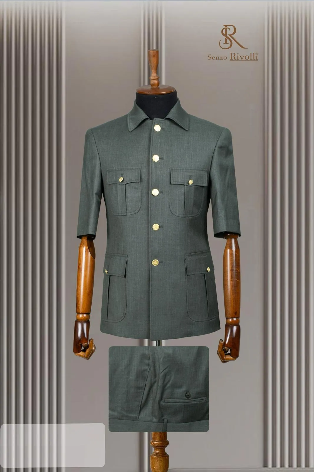 Rivolli Double Vent 2 Piece ,Short Sleeve Premium Safari Suit .