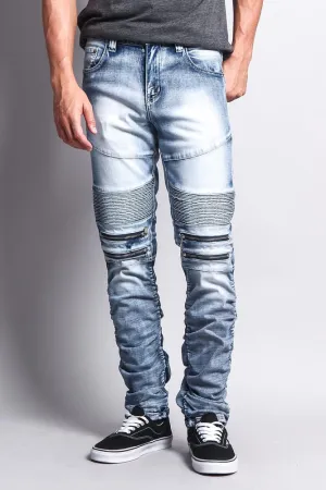 Scrunch Stacked Biker Jeans