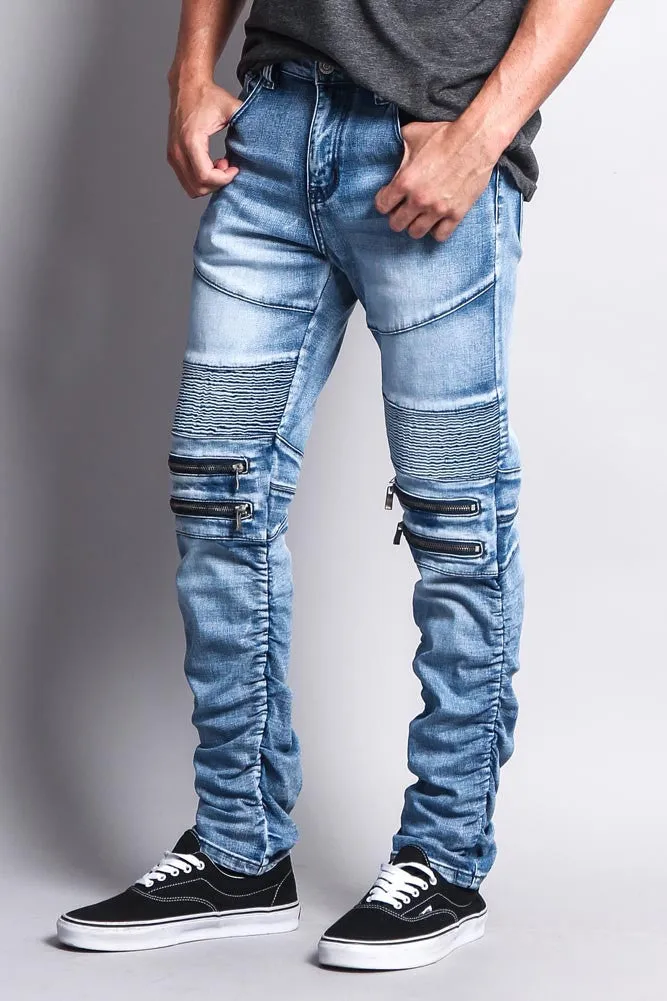 Scrunch Stacked Biker Jeans