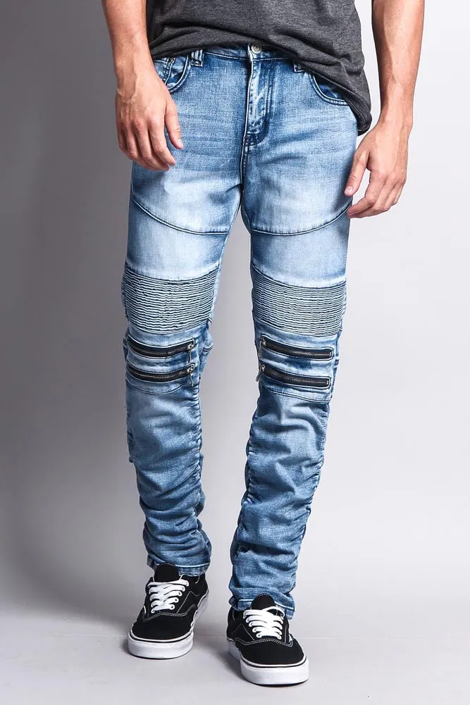 Scrunch Stacked Biker Jeans