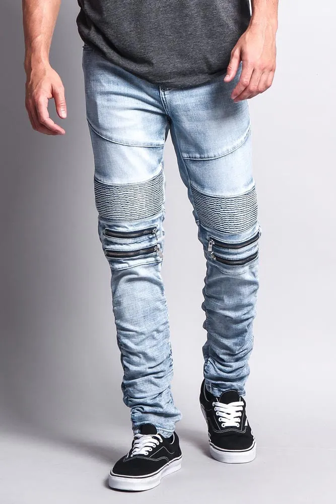 Scrunch Stacked Biker Jeans