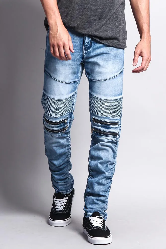 Scrunch Stacked Biker Jeans