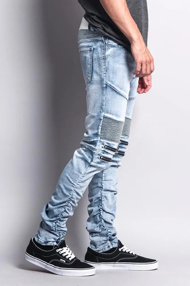 Scrunch Stacked Biker Jeans