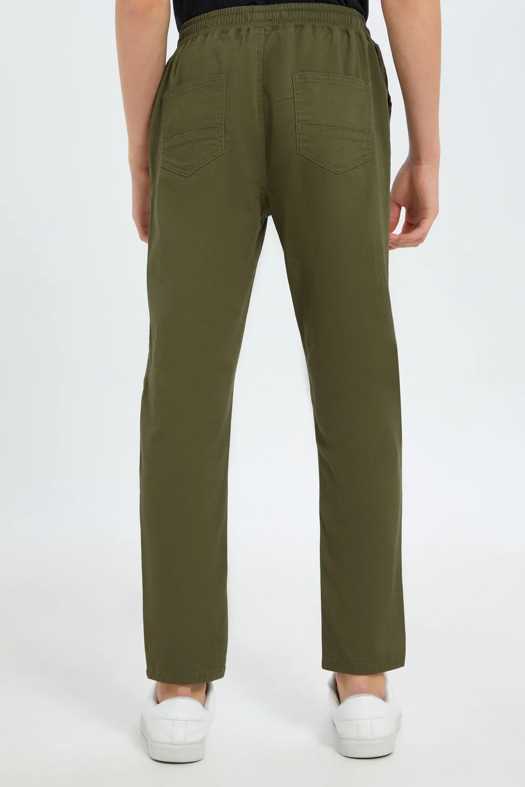 Senior Boys Olive Pull On Casual Trouser