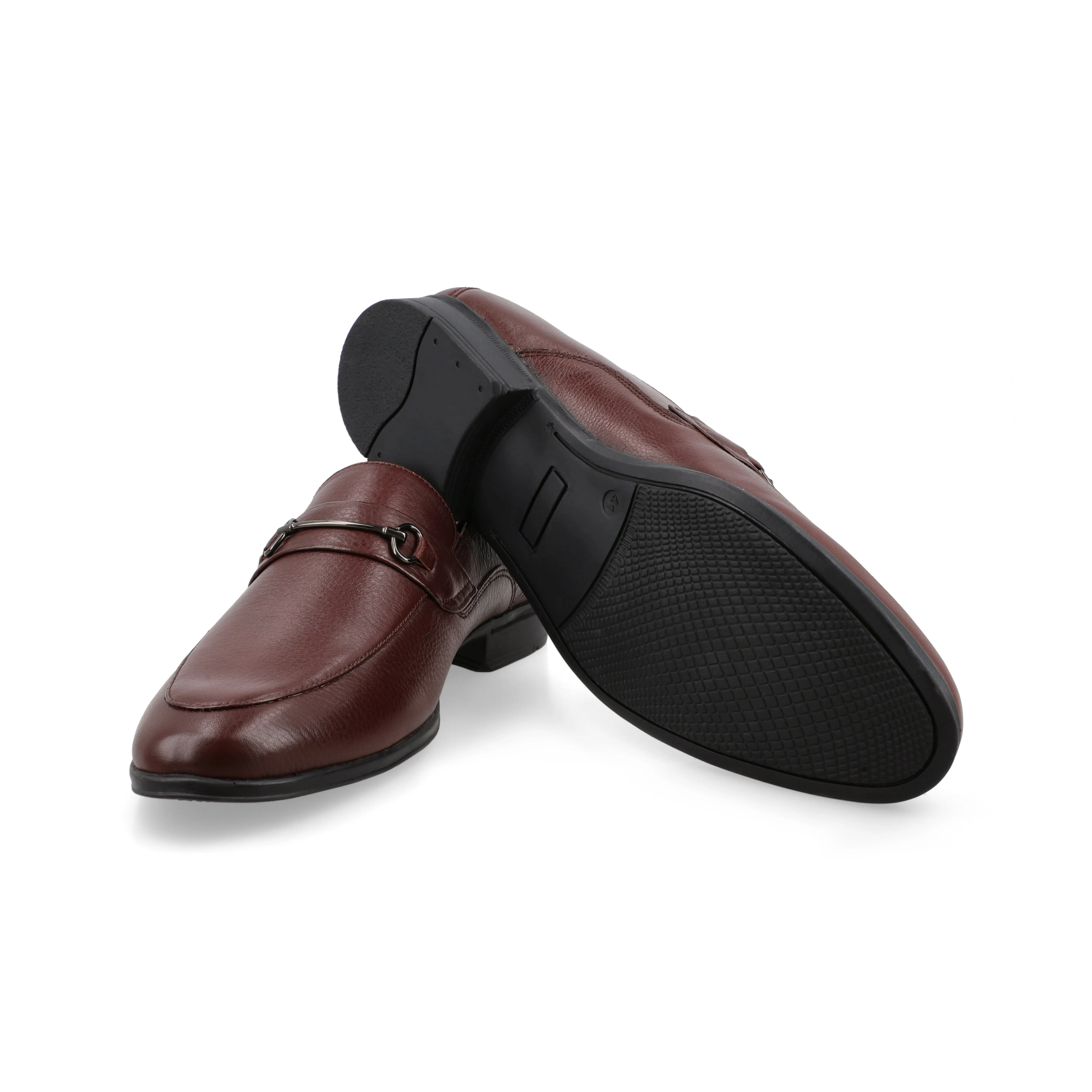 Sleek Horsebit Buckled Loafers - Brown