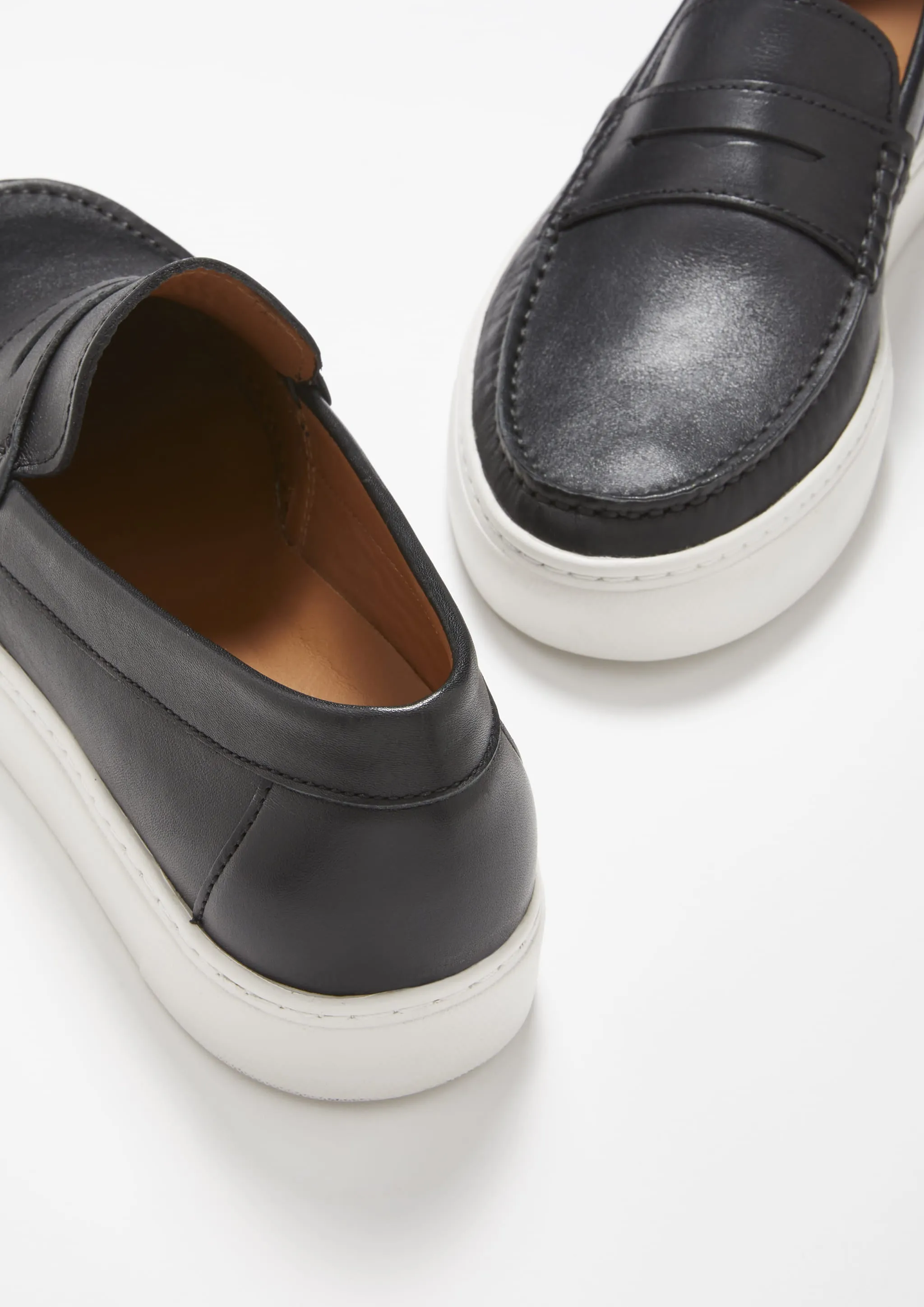 Slip-on Sneaker Loafers, black leather