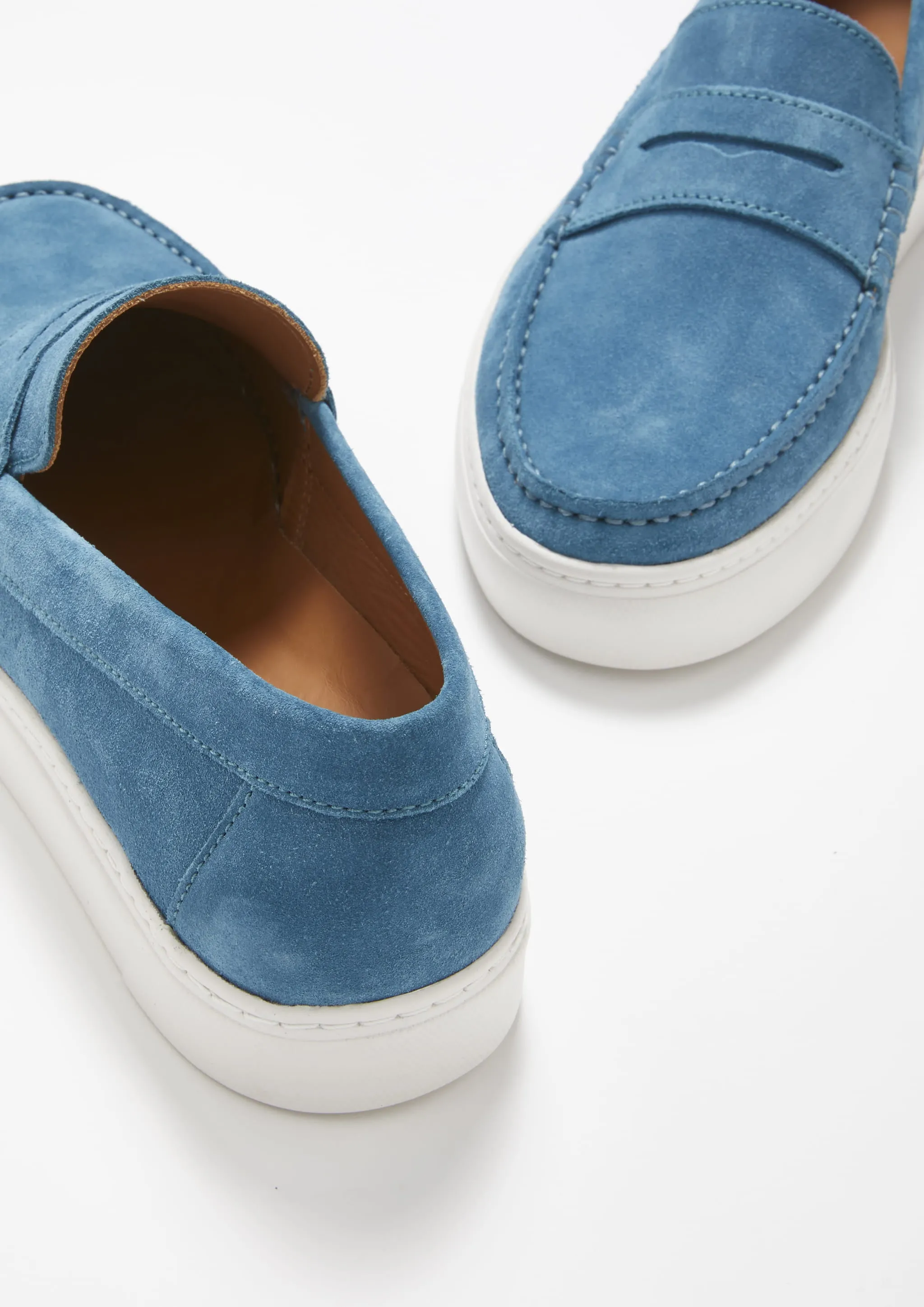 Slip-on Sneaker Loafers, petrol blue suede