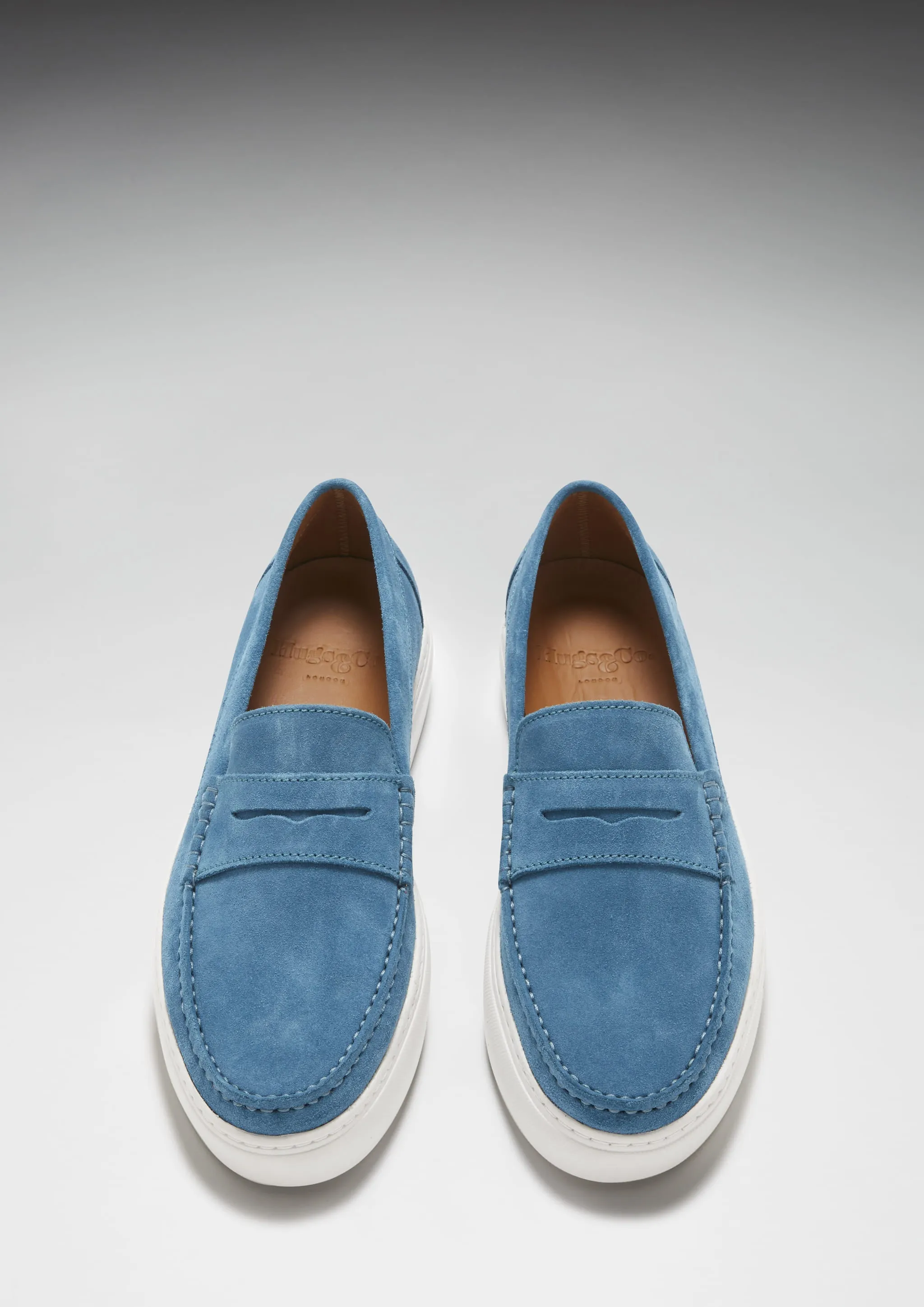 Slip-on Sneaker Loafers, petrol blue suede