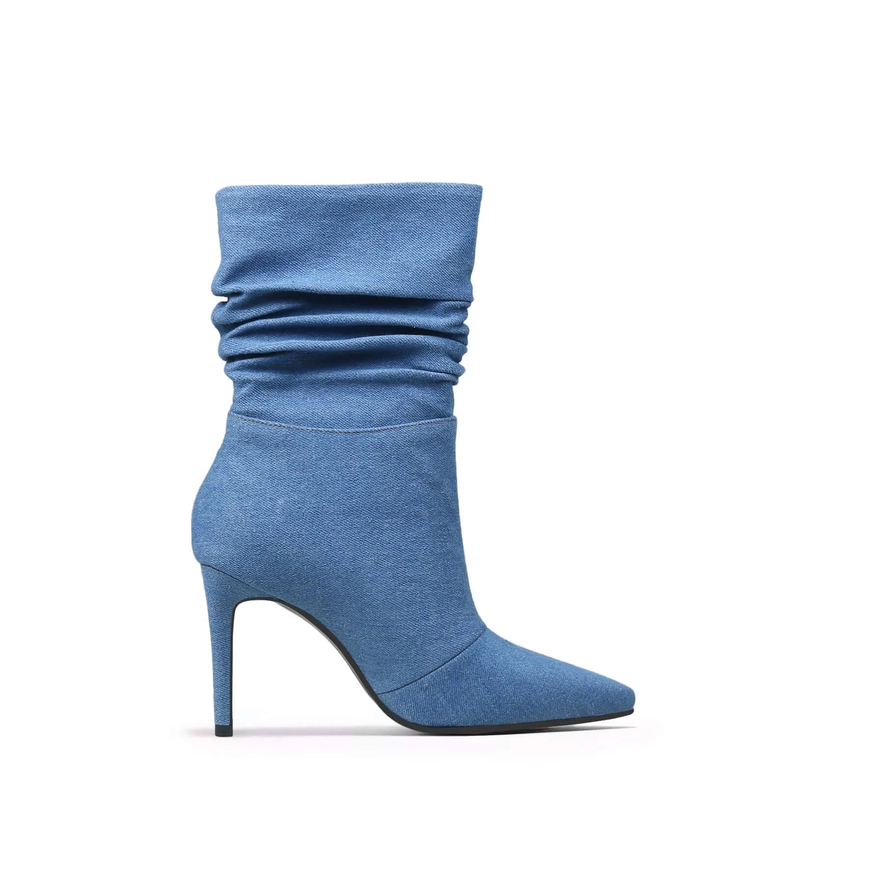 Slouch Stiletto Denim Blue Boots