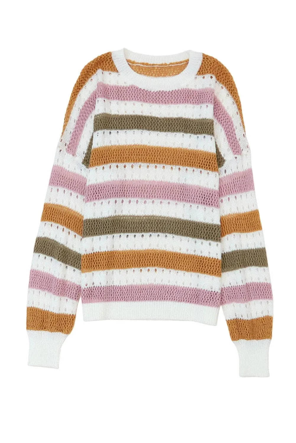 Stripe Hollow Knitted Loose Sweater