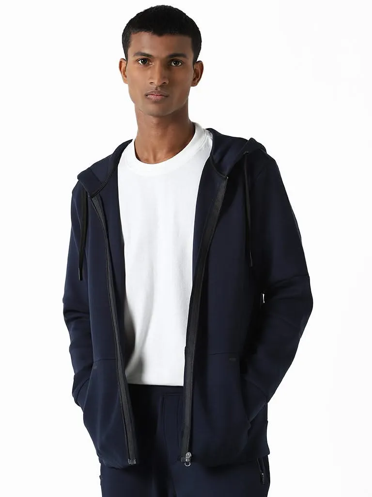 Studiofit Navy Relaxed-Fit Hoodie Jacket