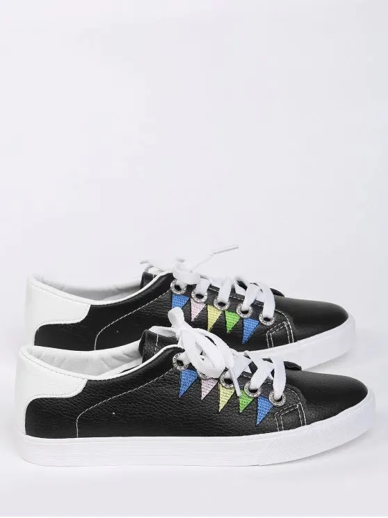 Trendy Stitching Geometric Multicolor Sneakers