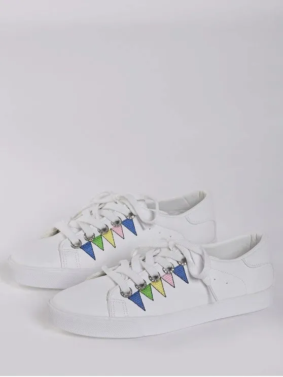 Trendy Stitching Geometric Multicolor Sneakers