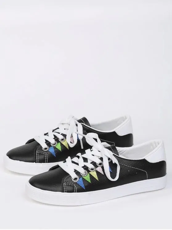 Trendy Stitching Geometric Multicolor Sneakers