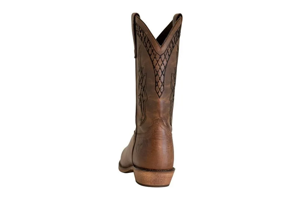 TuffRider Men’s Grand Canyon Leather Embroidered Wide Square Toe Western Boots