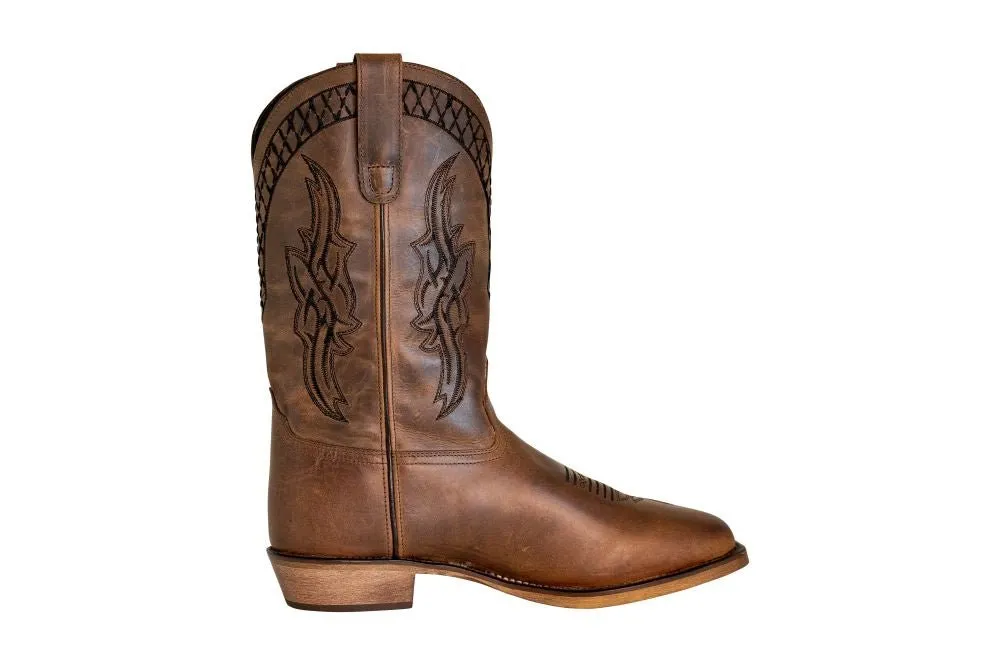 TuffRider Men’s Grand Canyon Leather Embroidered Wide Square Toe Western Boots