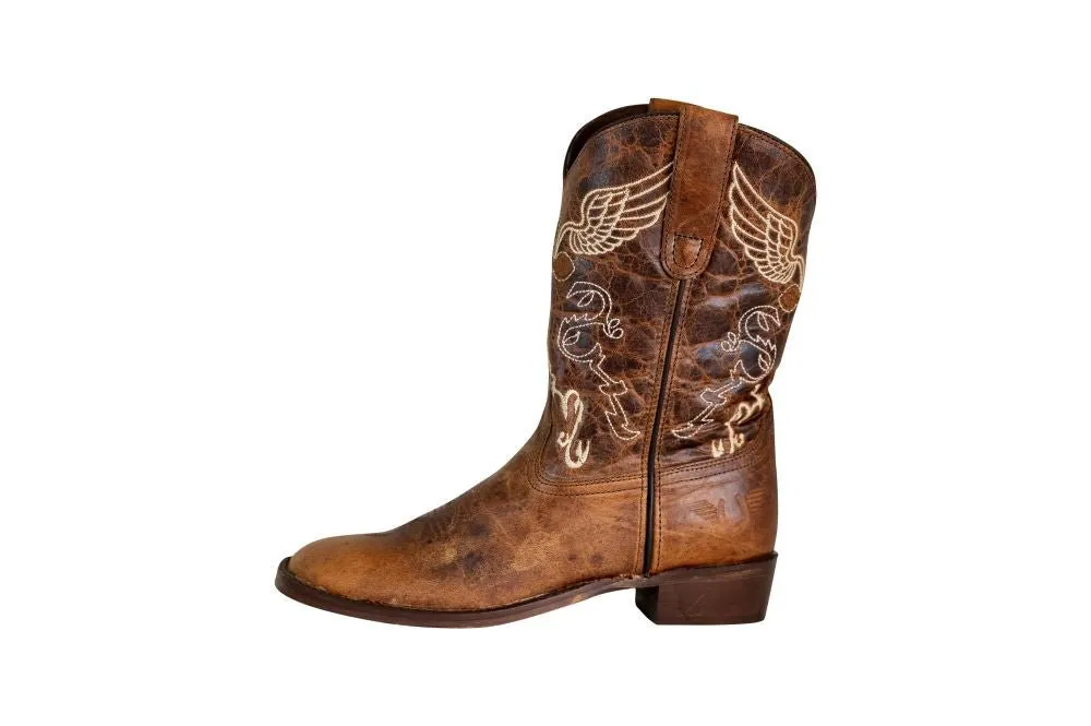 TuffRider Toddlers Sequoia Cross & Wing Embroidered Square Toe Western Boots