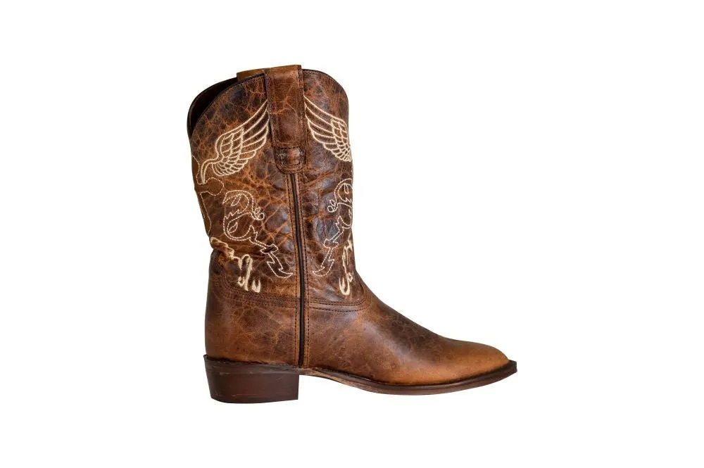 TuffRider Toddlers Sequoia Cross & Wing Embroidered Square Toe Western Boots