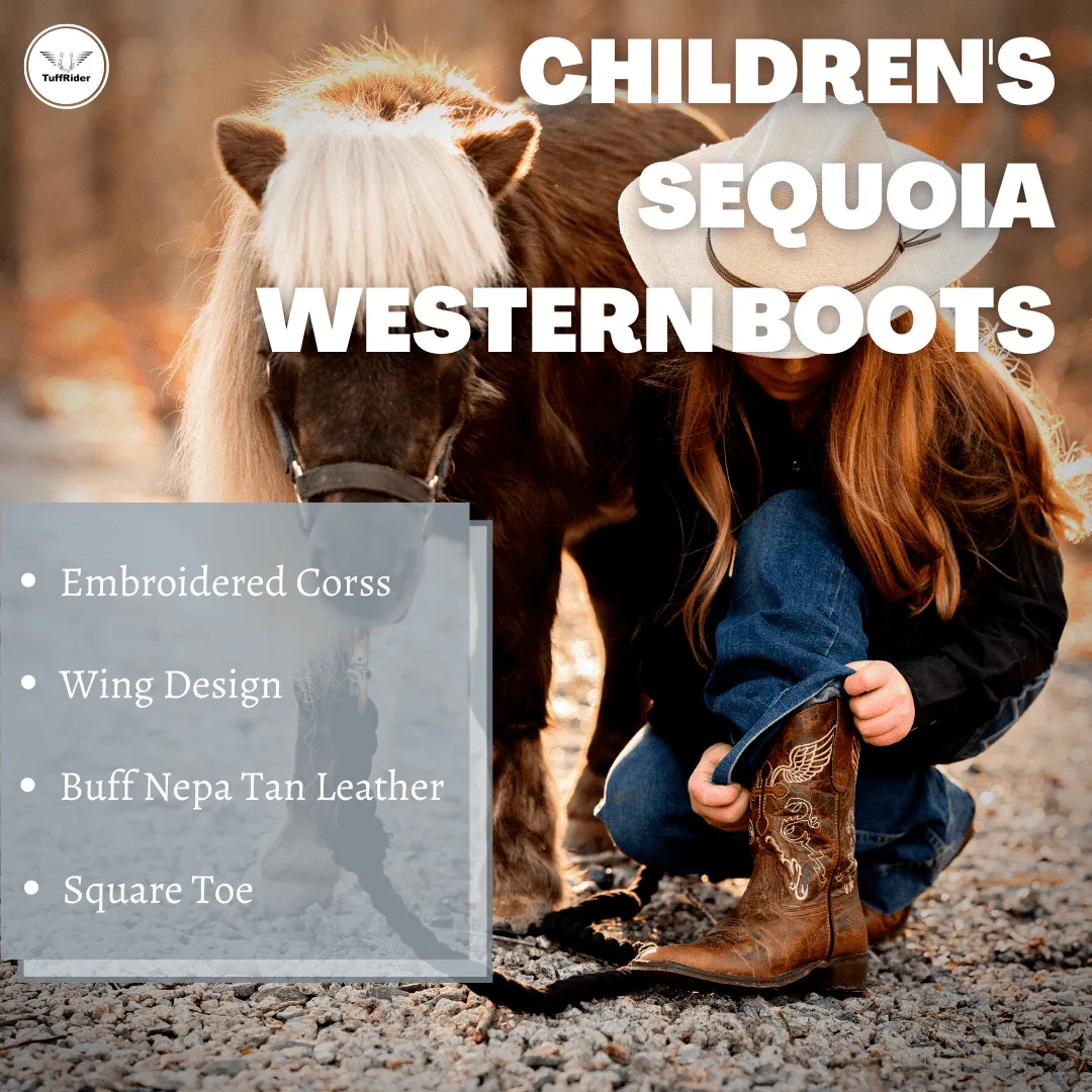 TuffRider Toddlers Sequoia Cross & Wing Embroidered Square Toe Western Boots