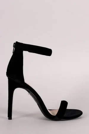 Vilincia - Velvet Open Toe Ankle Strap Stiletto Heel