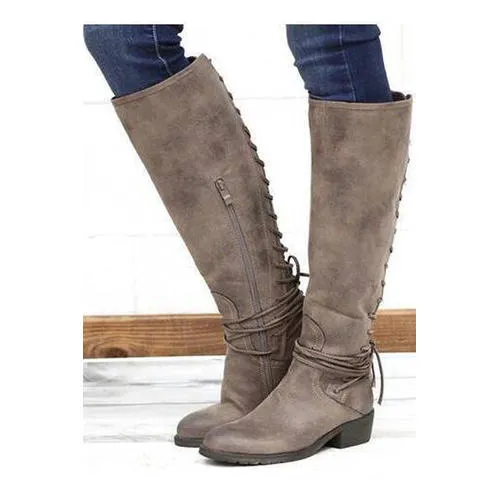 Women Winter Autumn Low Heel High Tube Fashion Boots - WSC50812